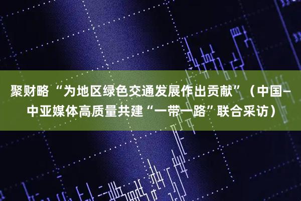 聚财略 “为地区绿色交通发展作出贡献”（中国—中亚媒体高质量共建“一带一路”联合采访）