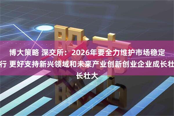 博大策略 深交所：2026年要全力维护市场稳定运行 更好支持新兴领域和未来产业创新创业企业成长壮大